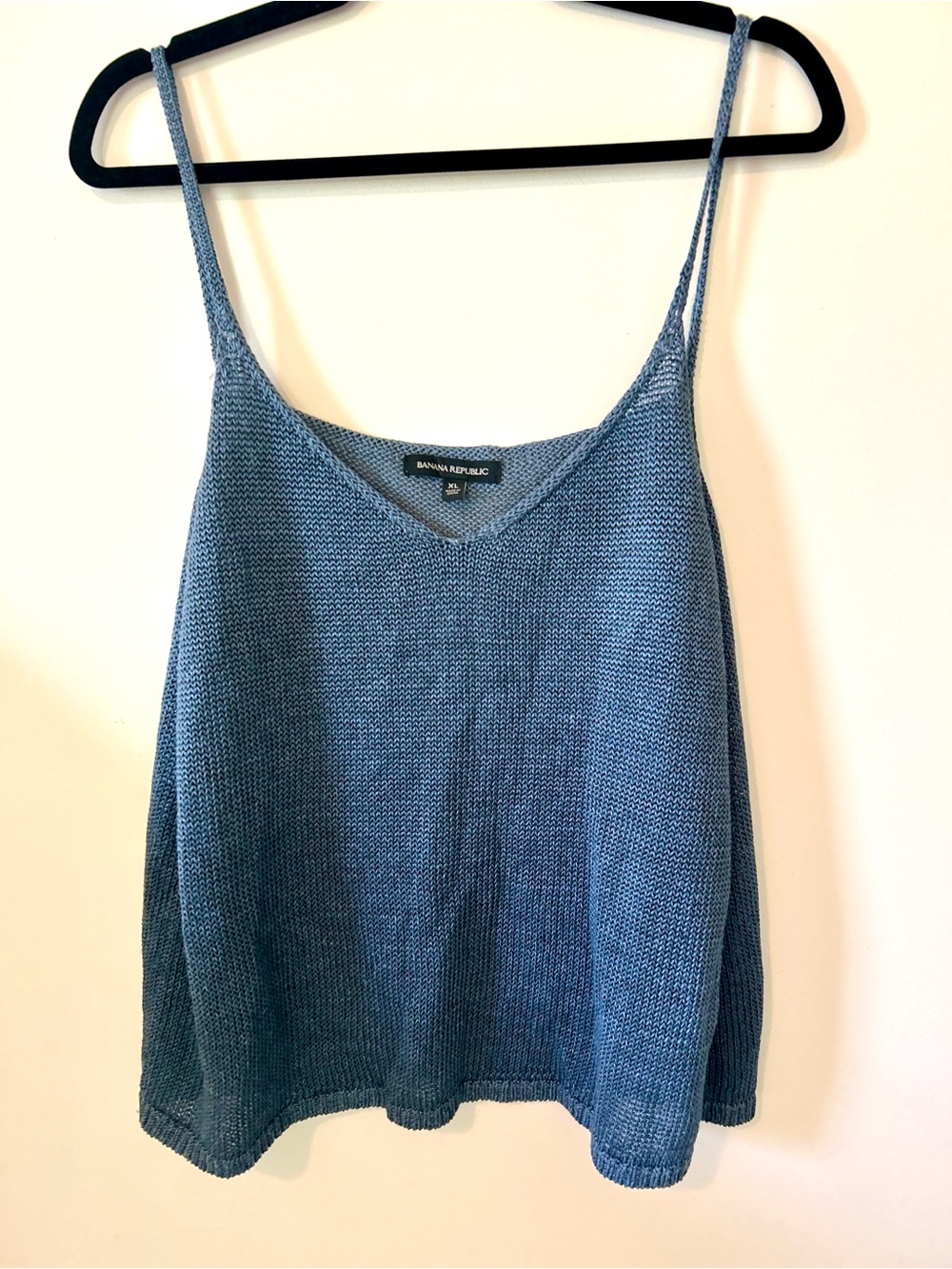 Banana Republic Linen Blend Knit Cami Tank Top XL Blue